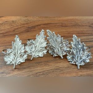 Leaf Napkin Rings with Silver Finish (Set of 4)